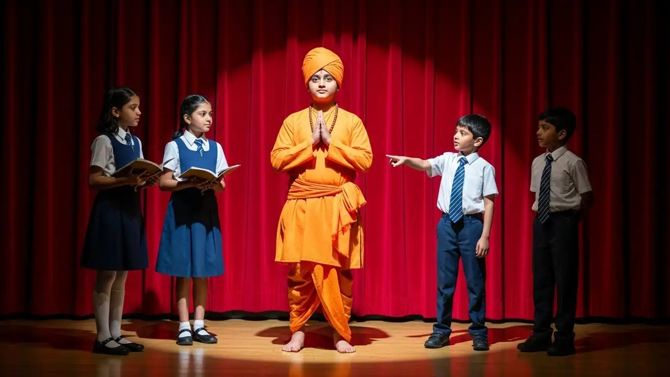 Students performing Swami Vivekananda Skit for National Youth Day 2026