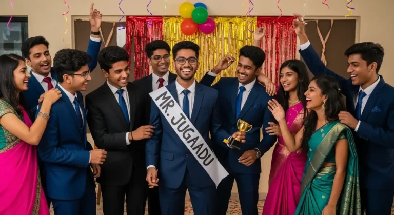 Students enjoying funny farewell titles for seniors class 12