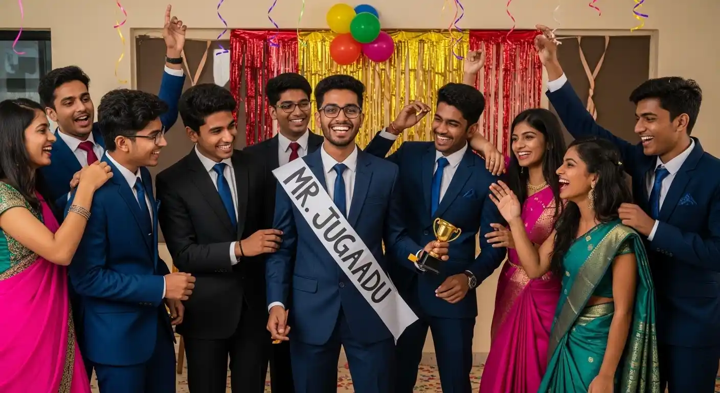 Students enjoying funny farewell titles for seniors class 12